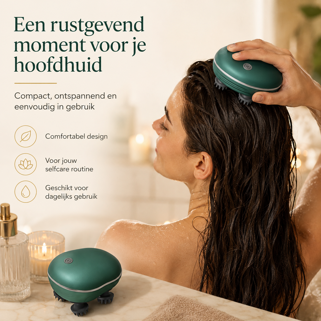 2-in-1 Hoofdhuidreiniger en Massager – Oplaadbaar & Waterbestendig