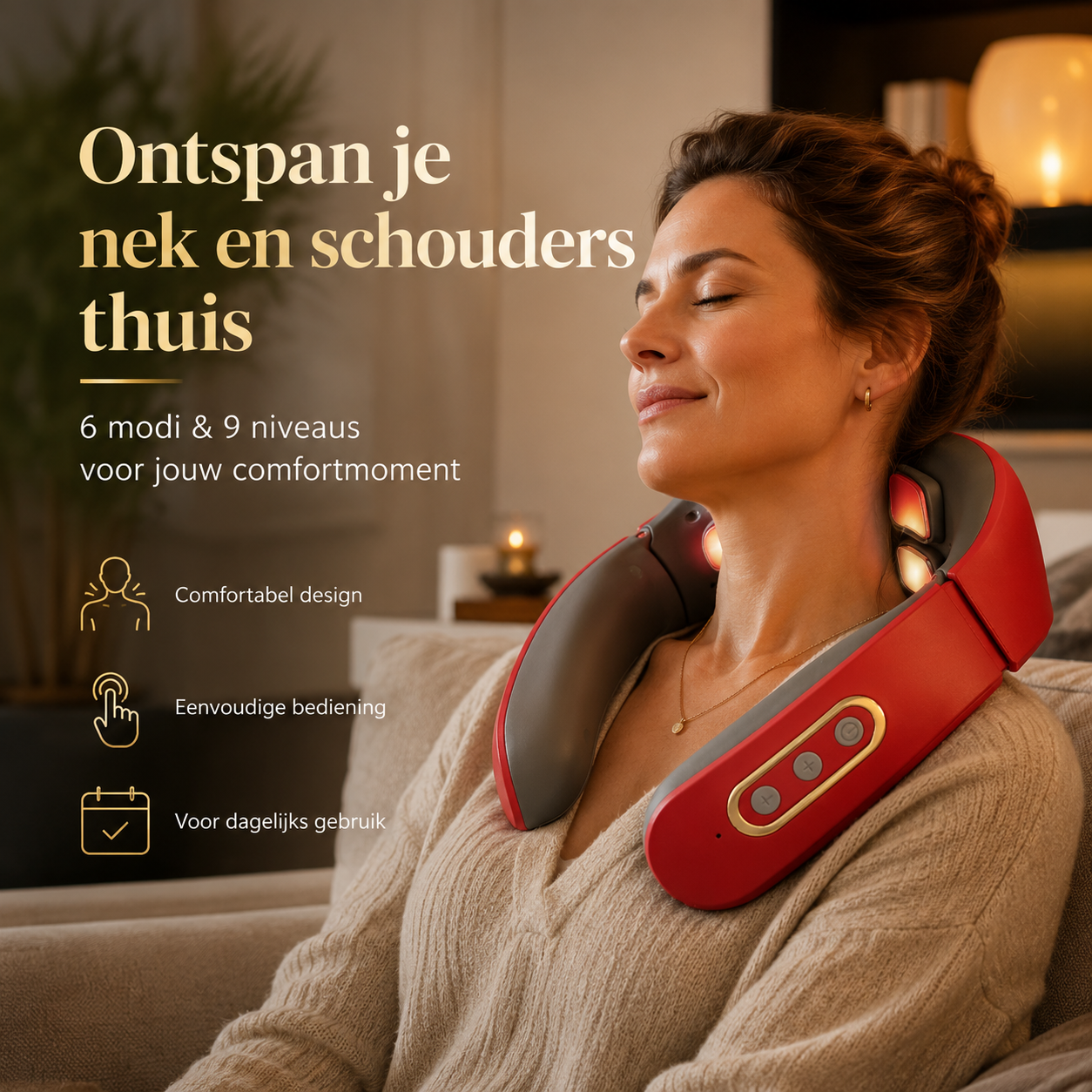 DailyEaseo nekmassager – ontspan je nek en schouders thuis, 6 modi en 9 niveaus