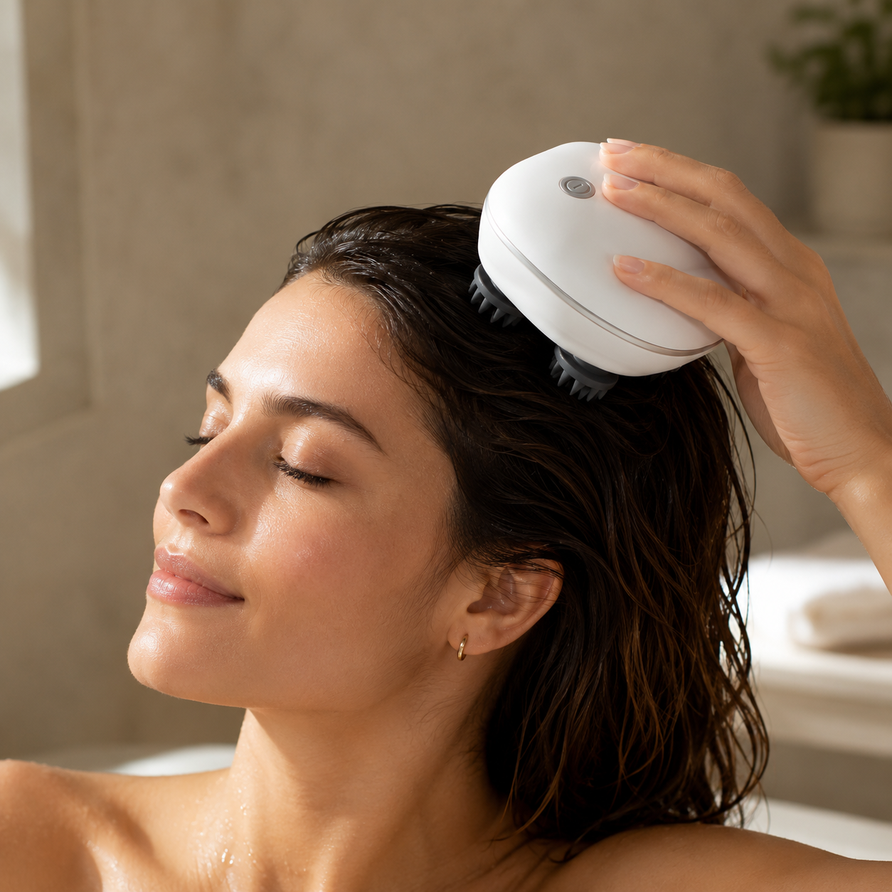 2-in-1 Hoofdhuidreiniger en Massager – Oplaadbaar & Waterbestendig